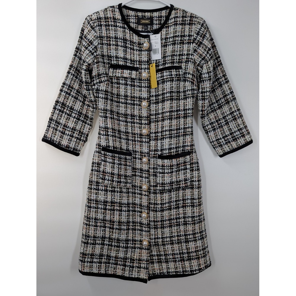 Alexia Admor Black and White Tweed Mini Dress
